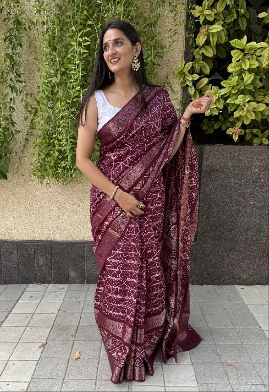 Women Party Wear Bandhani Printed Candy Cotton silk Saree with Un Stitched Blouse Pastel Color Blouse