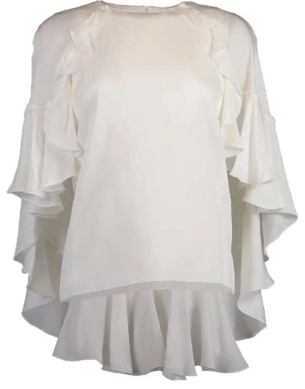 Ruffle Cape Blouse Chic Wrap Blouse