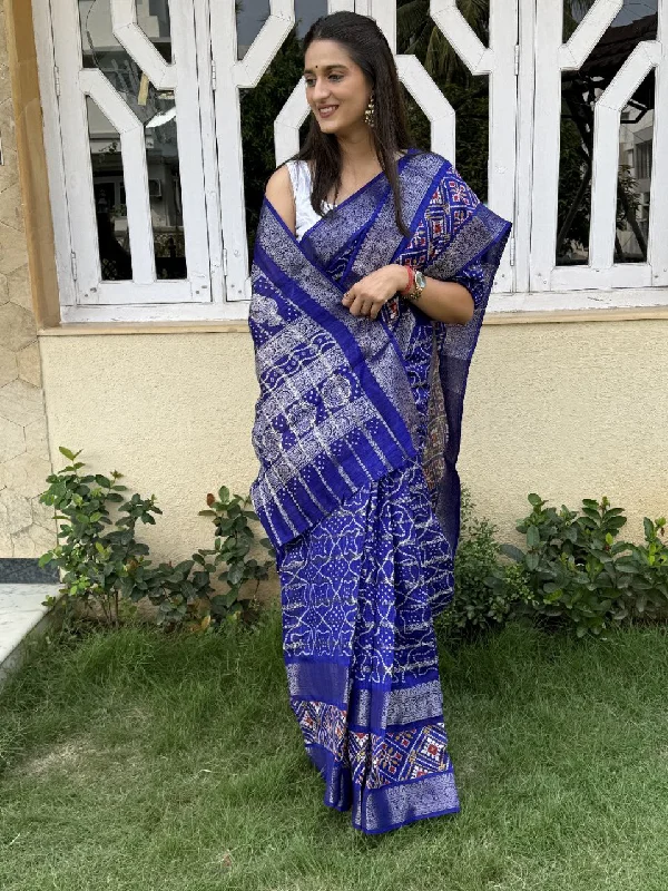 Women Party Wear Bandhani Printed Candy Cotton silk Saree with Un Stitched Blouse Loose Fit Blouse