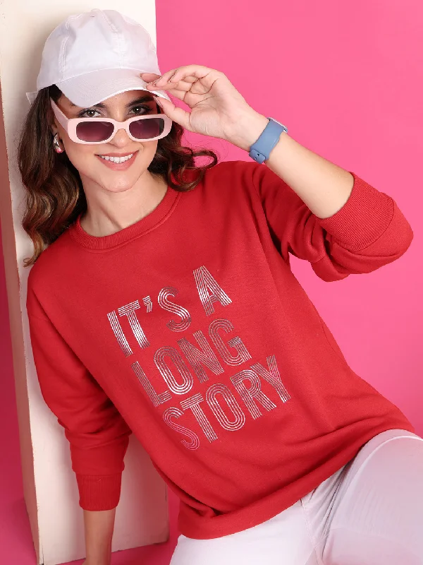 VimaL Jonney Regular Fit Maroon Printed Sweatshirt For Women Hoodie with Metallic Shiny Futuristic VimaL Jonney Regular Fit Maroon Printed Sweatshirt For Women Hoodie with Metallic Shiny Futuristic