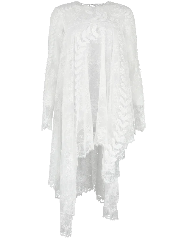 Lace Asymmetrical Embroidered Blouse Loose Fit Blouse