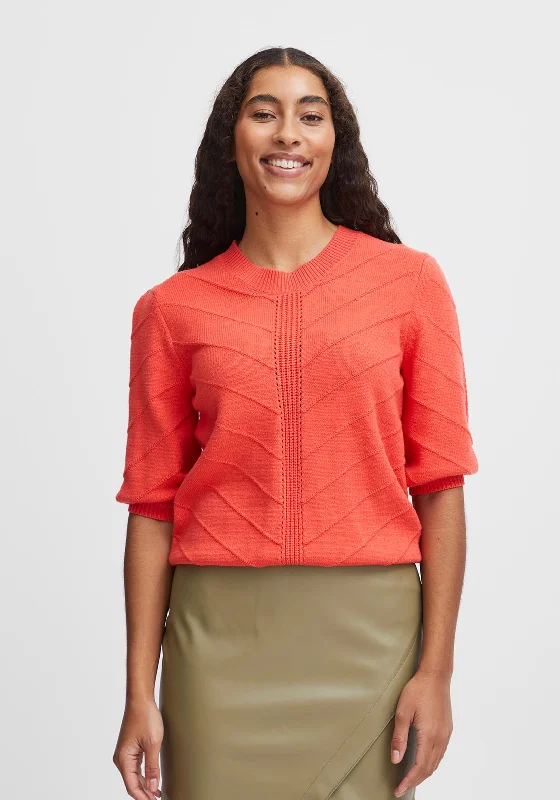B.Young Manina Ribbed Sweater, Cayenne Soft Cozy Warm
