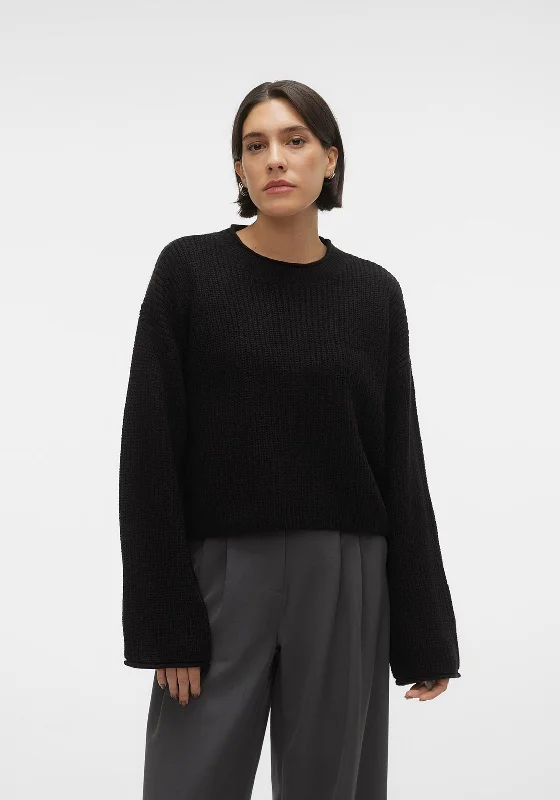 Vero Moda Sayla Knitted Sweater, Black Wool Sweater Cotton Sweater Cashmere Sweater