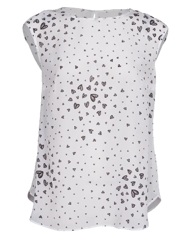 Heart Print Blouse Chic Sleeveless Blouse