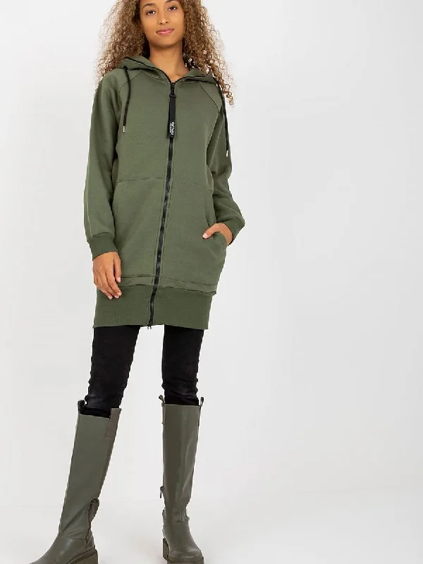 Sweatshirt Rue Paris Hoodie with Hem Raw Edge Edgy Unfinished