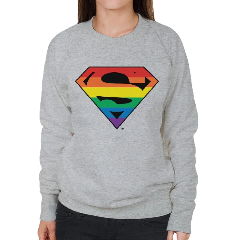 Superman Rainbow Logo Women's Sweatshirt Oversized Hoodie Comfort Casual
