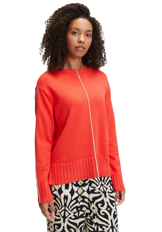 Betty Barclay Knitted Pullover Jumper, Patch Red Fleece Fabric Down Fabric Feather Fabric Betty Barclay Knitted Pullover Jumper, Patch Red Fleece Fabric Down Fabric Feather Fabric