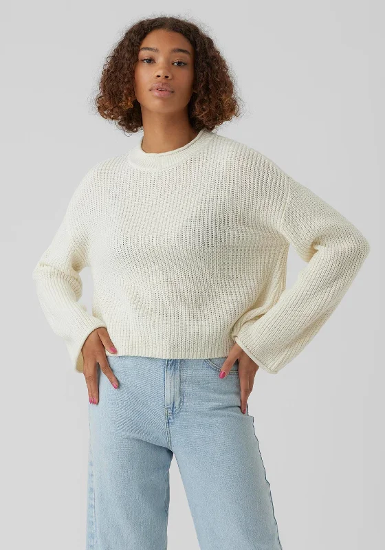 Vero Moda Sayla Knitted Sweater, Birch Graphic Sweater Embroidered Appliqued