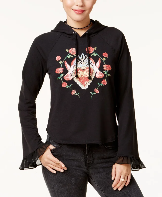 Disney Princess Juniors Snow White Ruffle Trim Printed Hoodie Hoodie with Emblem Brand Identity