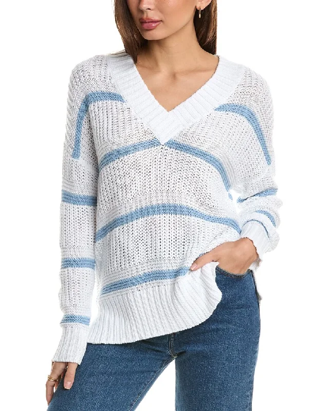 Forte Cashmere Easy Textured V-Neck Sweater Open Front Closed Front Wrap Front