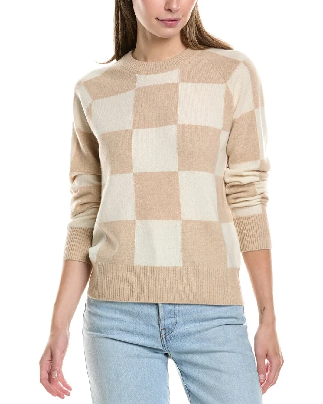 InCashmere Check Cashmere Sweater Tailored Straight A-Line