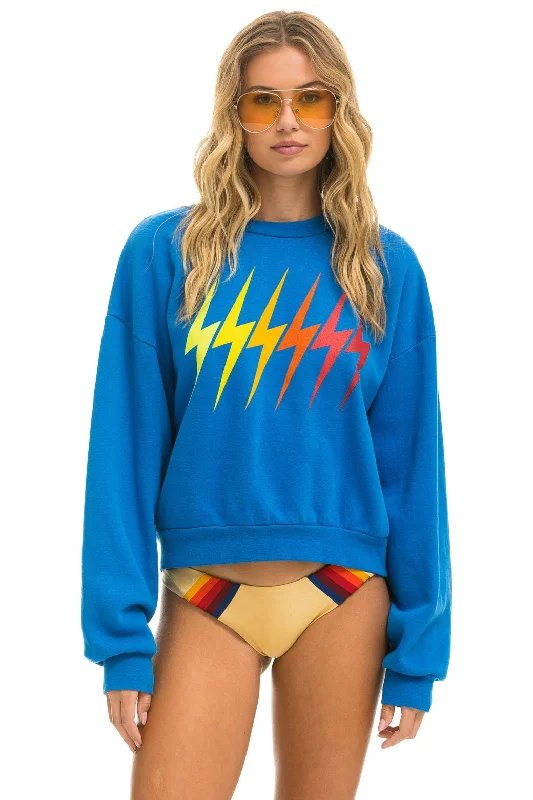 BOLT GRADIENT RELAXED CREW SWEATSHIRT - OCEAN // RAINBOW Hoodie with Illustration Artistic Creative