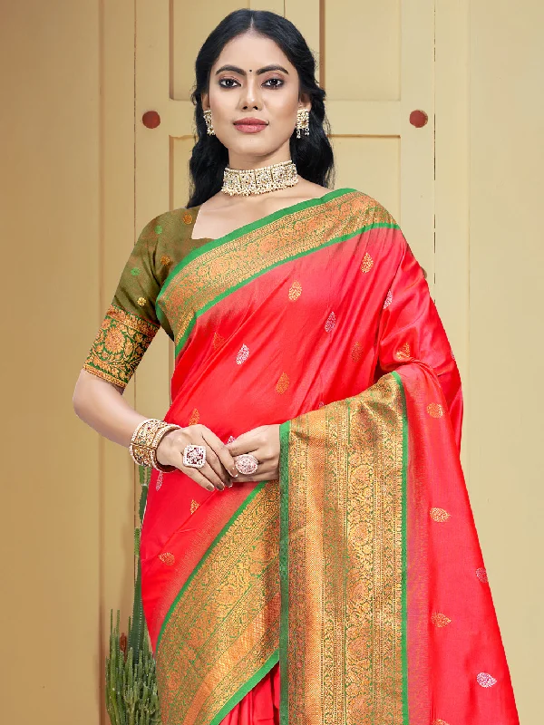 Women Pink Silk Saree With Un Stitched Blouse Chic Wrap Blouse