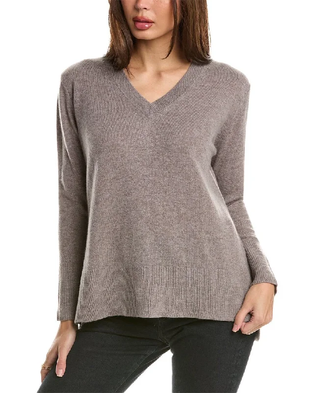 Forte Cashmere High-Low Seamed V-Neck Cashmere Sweater Long Sweater Short Sweater Cropped Sweater Forte Cashmere High-Low Seamed V-Neck Cashmere Sweater Long Sweater Short Sweater Cropped Sweater