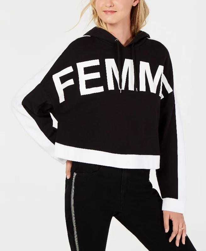 Graphic-Print Cropped Hoodie Hoodie with Slim Fit Tailored Modern