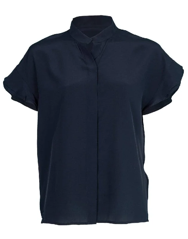 Flounce Sleeve Silk Blouse Puff Sleeve Blouse