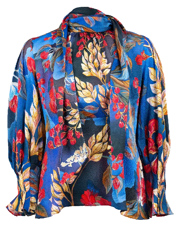 Silk Tie Neck Blouse Relaxed Fit Blouse