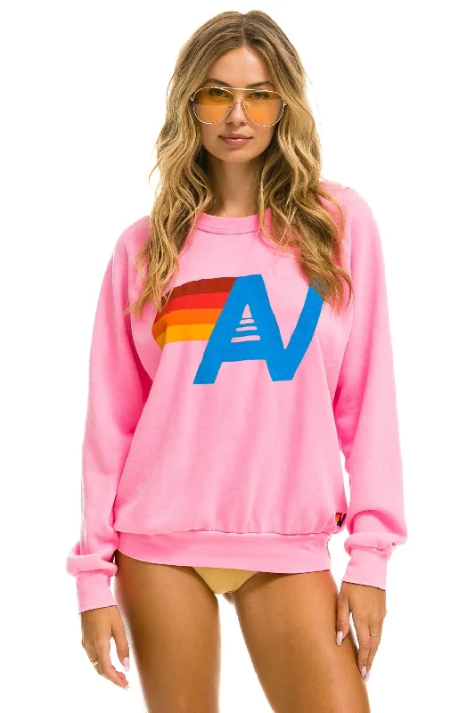 LOGO SWEATSHIRT - NEON PINK Hoodie with Exposed Zipper Edgy Industrial