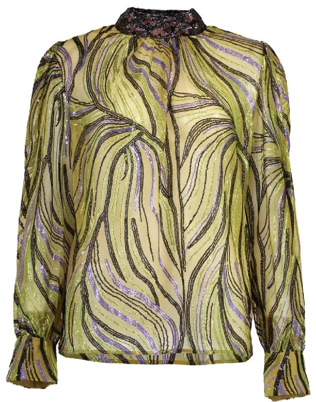 Coxe Embellished Long Sleeve High Neck Blouse Classic Minimalist Blouse