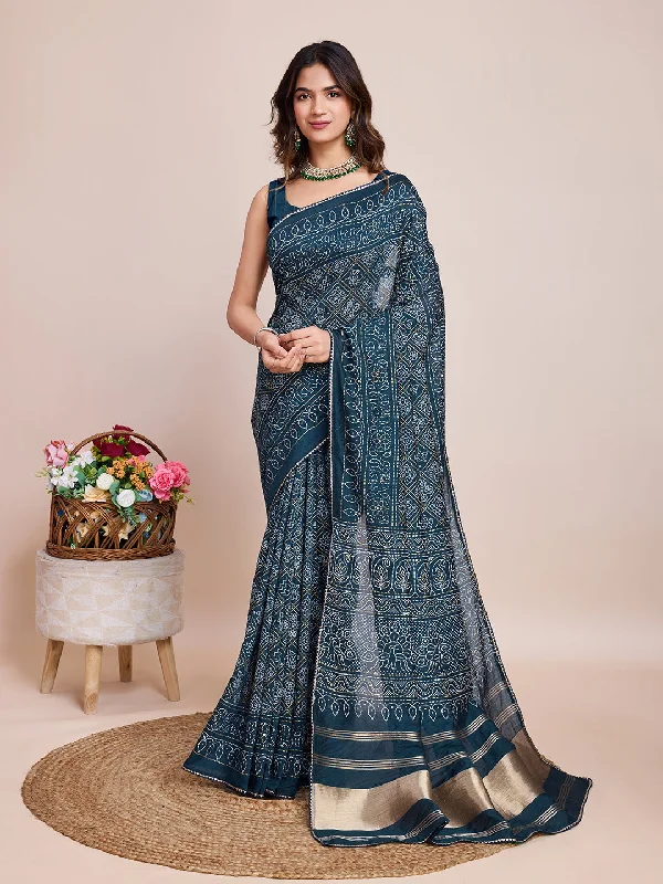Women Blue Semi Cotton Silk Weaving Work Saree With Un-Stiched Blouse Classic Striped Blouse Women Blue Semi Cotton Silk Weaving Work Saree With Un-Stiched Blouse Classic Striped Blouse