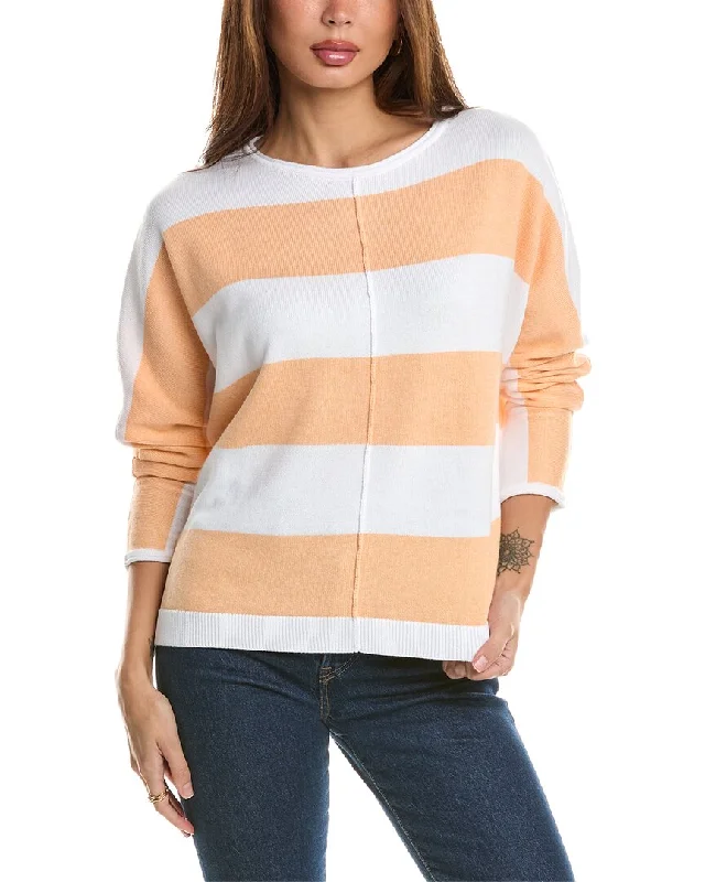 Forte Cashmere Bold Stripe Dolman Sweater Graphic Sweater Embroidered Appliqued
