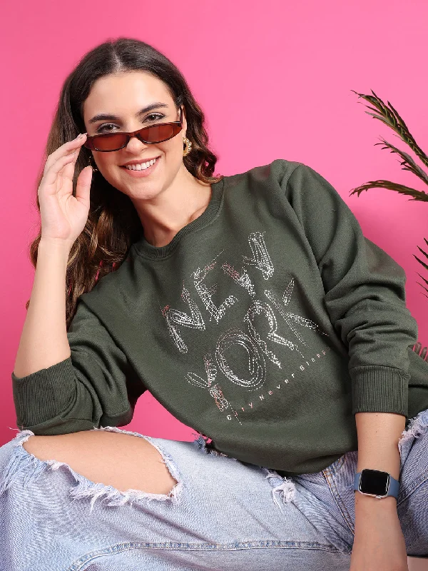 VimaL Jonney Regular Fit Green Printed Sweatshirt For Women Hoodie with High-Low Hem Asymmetrical Trendy VimaL Jonney Regular Fit Green Printed Sweatshirt For Women Hoodie with High-Low Hem Asymmetrical Trendy