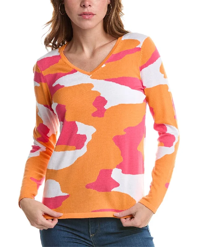Edinburgh Knitwear Camo Sweater Satin Blend Silk Blend Wool Blend