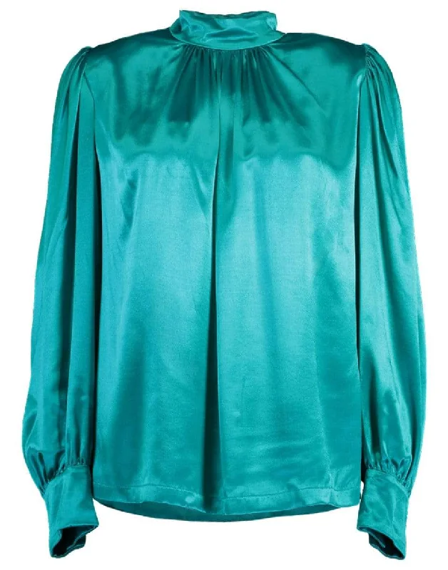 Coxe Long Sleeve High Neck Solid Blouse Sleeveless Chiffon Blouse