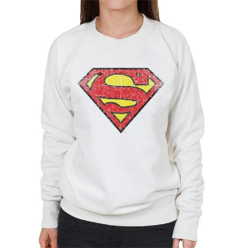 Superman Faded Logo Women's Sweatshirt Hoodie with Half-Zip Sporty Casual