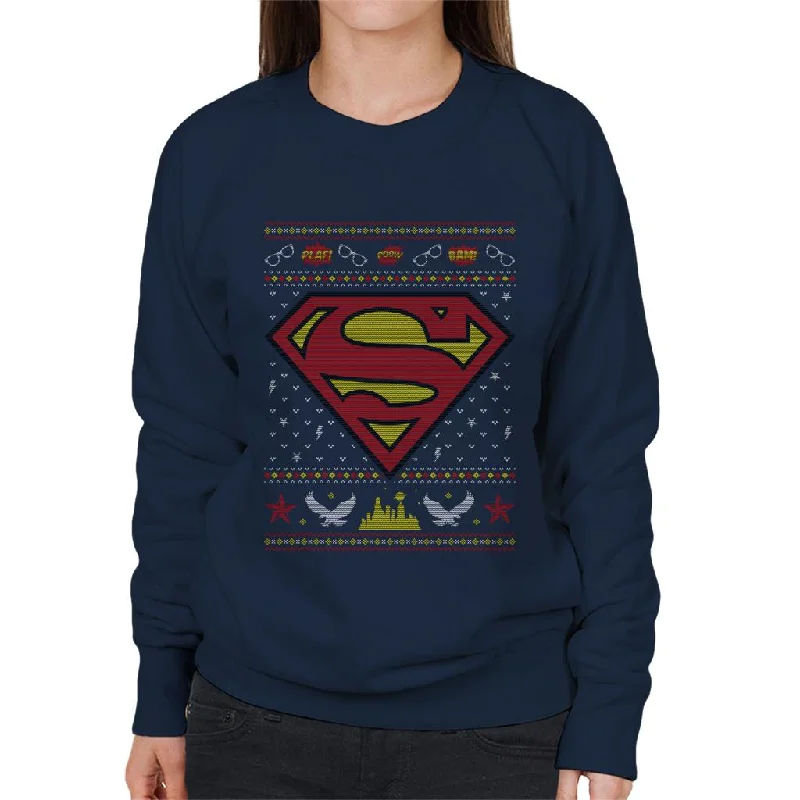 Superman Christmas Pattern Women's Sweatshirt Cotton Hoodie Fleece Lining Warmth