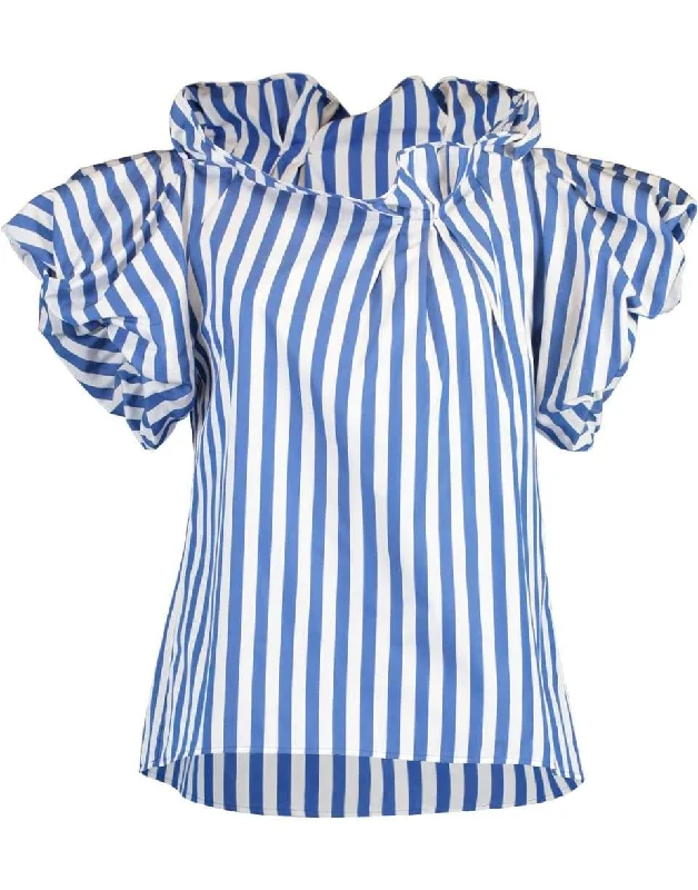 Cobalt Striped Blouse Sleeveless Summer Blouse