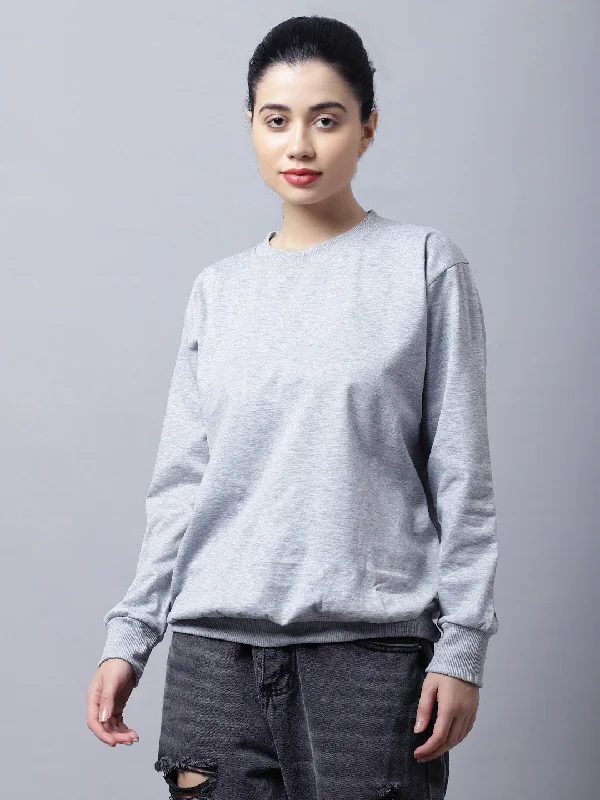 Vimal Jonney Fleece Round Neck Grey Melange Sweatshirt For Women Hoodie with Earth Tones Natural Calm Vimal Jonney Fleece Round Neck Grey Melange Sweatshirt For Women Hoodie with Earth Tones Natural Calm
