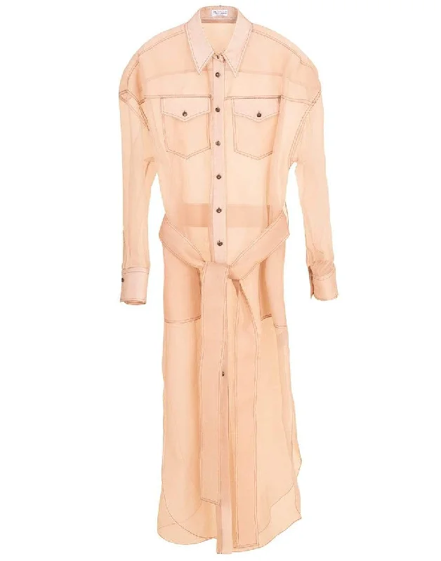 Almond Silk Organza Duster Blouse Feminine Pastel Blouse
