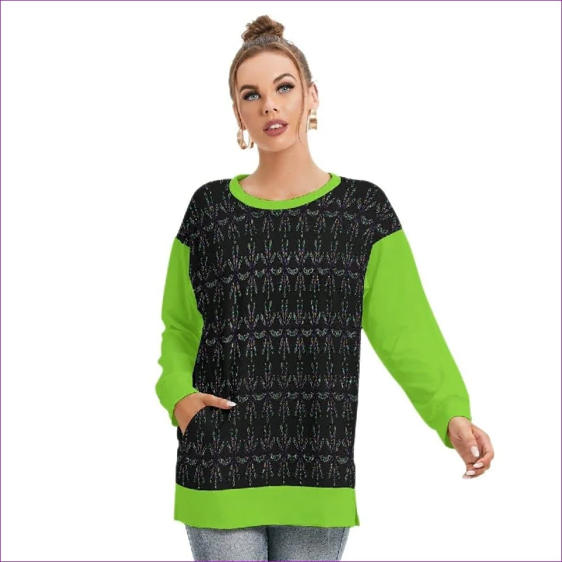 Mandala Womens Side Split O-neck Sweatshirt Hoodie with Typography Text Message