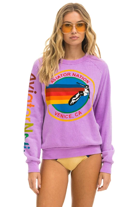 AVIATOR NATION SWEATSHIRT - NEON PURPLE Hoodie with Cuffed Sleeves Snug Secure