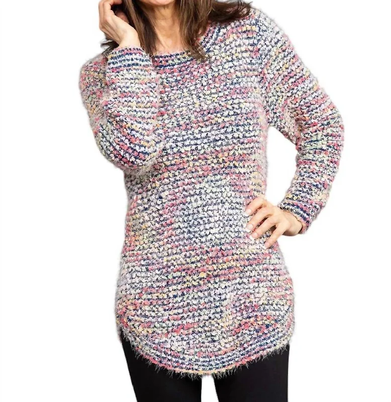 Gracie Colorful Popcorn Knit Tunic Sweater In Multi Terry Blend Velvet Blend Canvas Blend Gracie Colorful Popcorn Knit Tunic Sweater In Multi Terry Blend Velvet Blend Canvas Blend