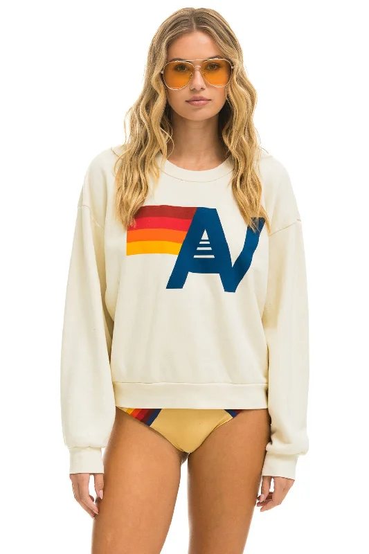 LOGO RELAXED CREW SWEATSHIRT - VINTAGE WHITE Hoodie with Puffed Sleeves Voluminous Trendy