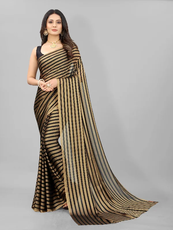 Women Gold Black Berry Plain Saree With Un-Stiched Blouse Cotton Casual Blouse