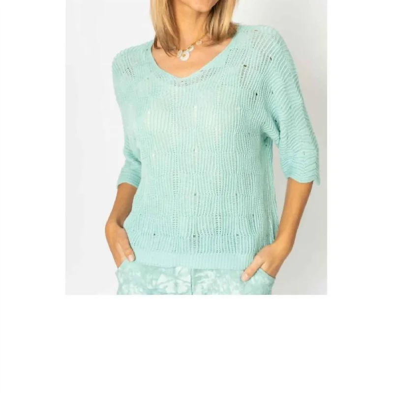 Chic Breeze V Neck Open Weave Sweater In Aqua Long Sweater Short Sweater Cropped Sweater Chic Breeze V Neck Open Weave Sweater In Aqua Long Sweater Short Sweater Cropped Sweater