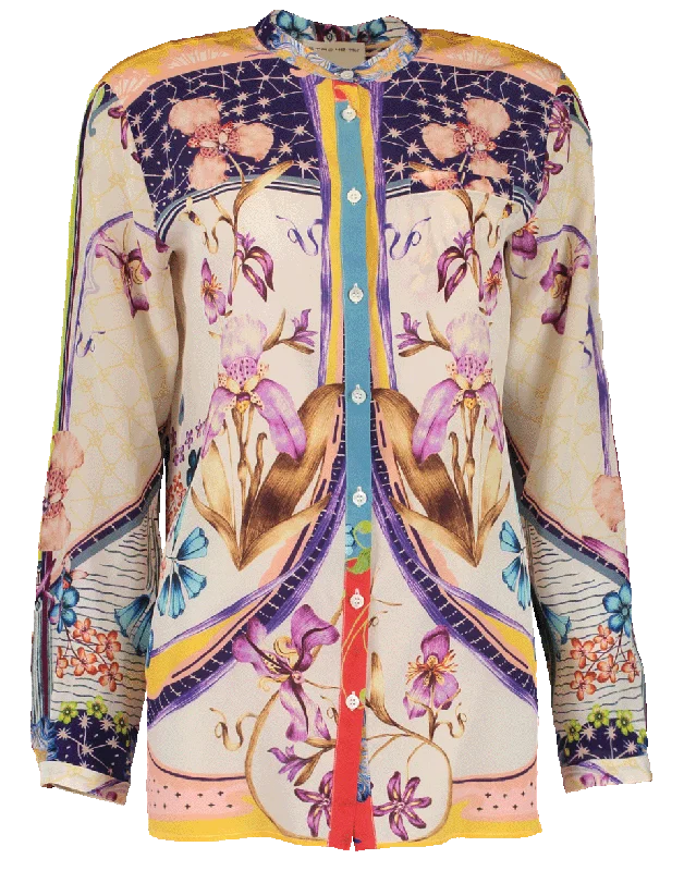 Button Down Floral Print Blouse Vintage Polka Blouse