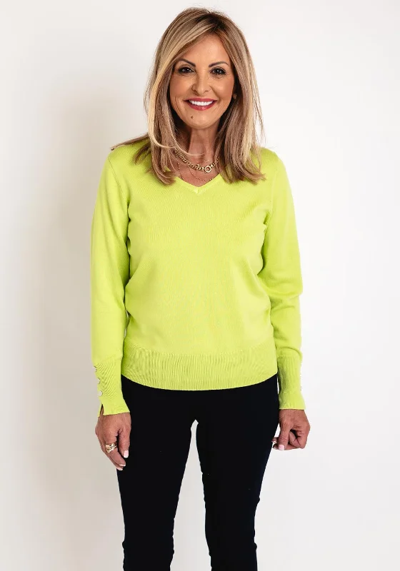 Micha V-Neck Autumn Viscose Knit Sweater, Lime Green Notch Collar Peter Pan Collar Cowl Neck Micha V-Neck Autumn Viscose Knit Sweater, Lime Green Notch Collar Peter Pan Collar Cowl Neck