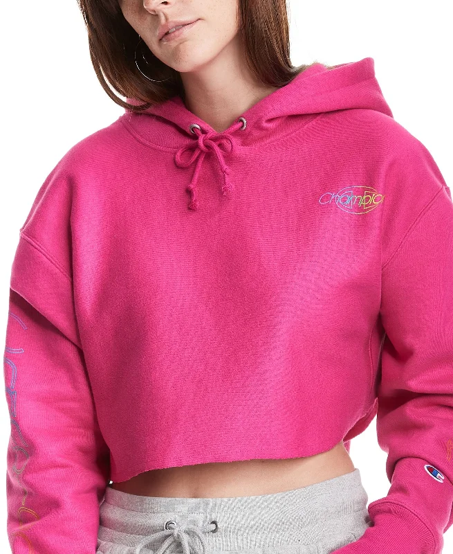 Champion Womens Cropped Logo Hoodie Hoodie with Mesh Breathable Sporty