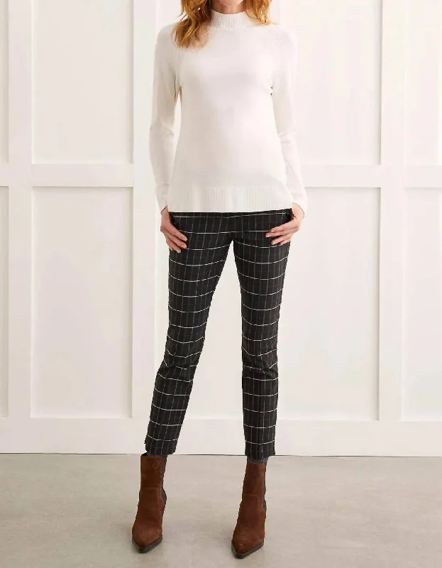 Combo Rib Funnel Neck Sweater In Cream Slim Fit Regular Fit Oversized