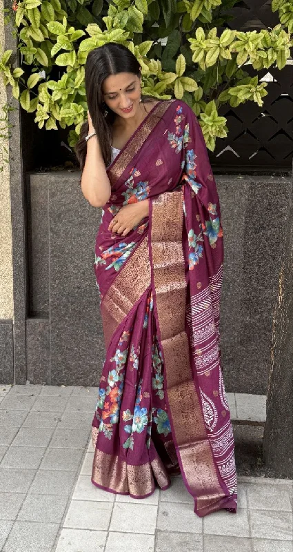 Women Party Wear Jeaquard Butti Dhola silk Saree with Un Stitched Blouse Soft Satin Blouse