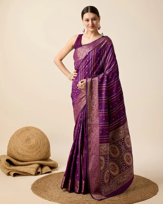 Women Wine Pure Jacquard Zari Work Saree With Un-Stiched Blouse Double Button Blouse Women Wine Pure Jacquard Zari Work Saree With Un-Stiched Blouse Double Button Blouse
