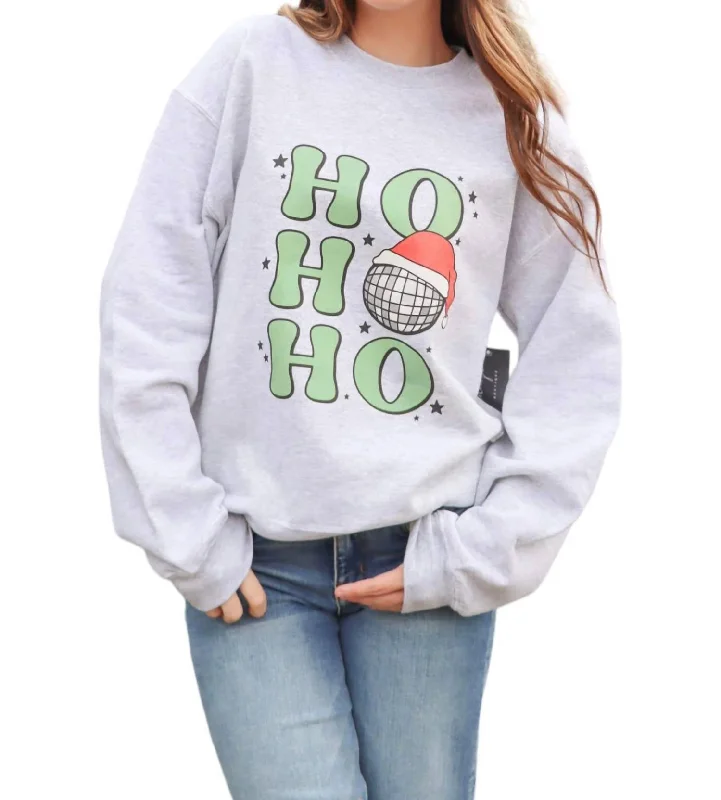 Disco Christmas Sweater In Heather Grey Welt Pockets Slit Pockets Flap Pockets