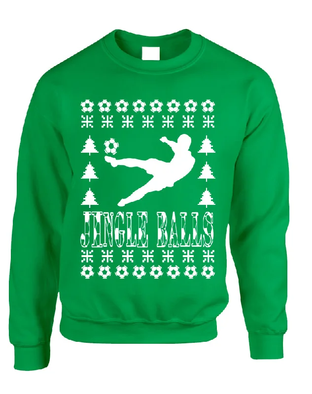 Adult Sweatshirt Jingle Balls Soccer Ugly Xmas Sport Fans Present Hoodie with Front Slit Layering Stylish