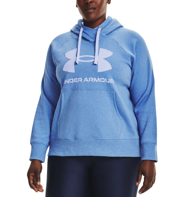 Under Armour Plus Size Ua Rival Fleece Logo Hoodie Hoodie with Hem Patch Decorative Personalized