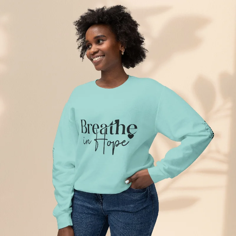 Unisex Lightweight Crewneck Sweatshirt - Breathe in Hope Exhale Worry Graphic Hoodie Design Print Unisex Lightweight Crewneck Sweatshirt - Breathe in Hope Exhale Worry Graphic Hoodie Design Print