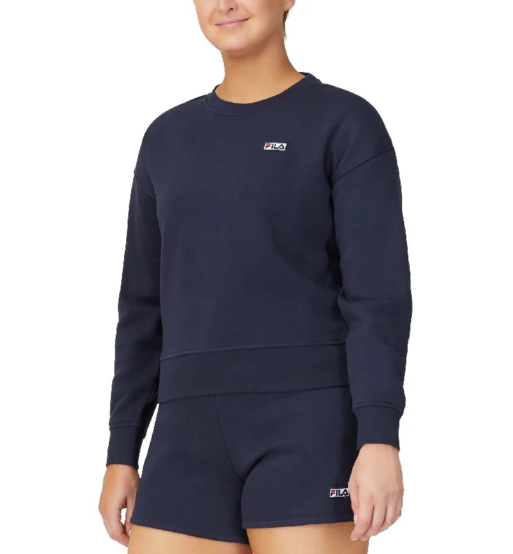Fila Womens Stina Fleece Sweatshirt Hoodie with Button Classic Timeless